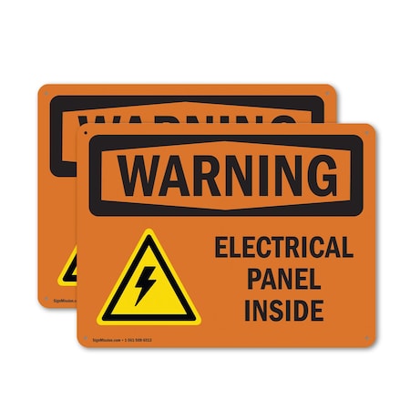Signmission Electrical Panel Inside With Symbol OSHA Warning Sign, Aluminum, 14in W x 10in L, 2PK OS-2PACK-WS-A-1014-L-12095